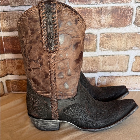Old Gringo Brown and Black  hand tooled Ankle Boots
Wyoming - Picture 2 of 9